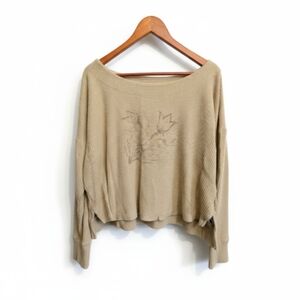Anthropologie Off-the-Shoulder Tan Sweater